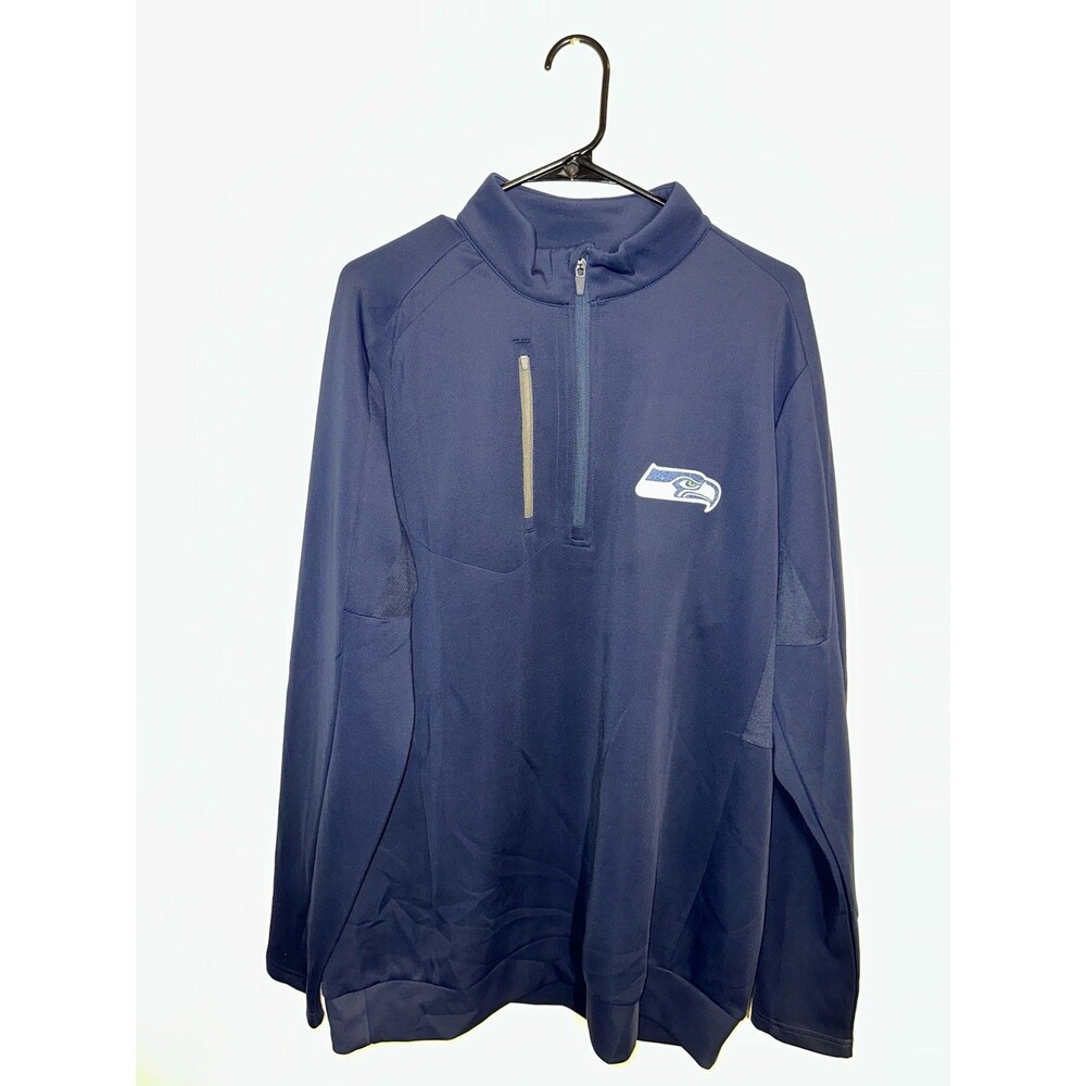 Antigua Seahawks Quarter Zip Pullover Navy Size XLT